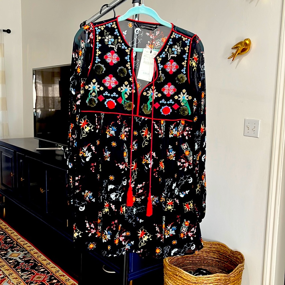Boho black dress. Zara size xs